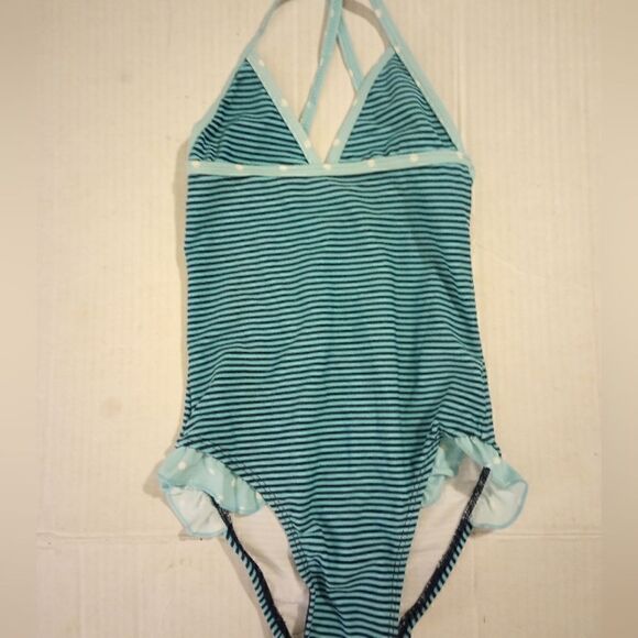 Striped one piece with ruffle leg - Picture 1 of 8